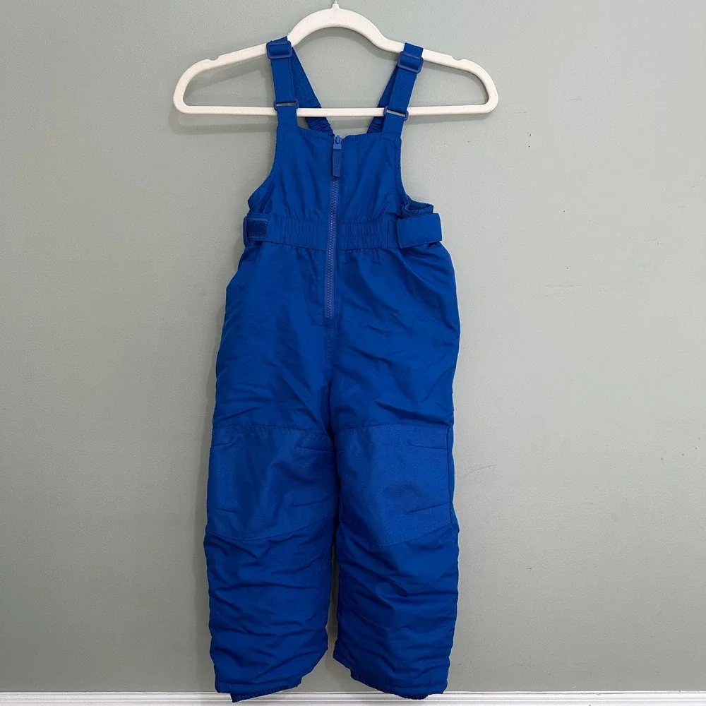 Cat & Jack Snow Bibs Toddler 3T Blue Reinforced Knee Insulated Winter Overalls